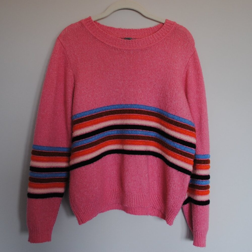 Love by Design Striped Knit Sweater – Pink Multicolor – Size M